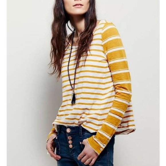 Free People Tops - Free People We The Free Mix It Stripe Tee Long Sleeve T-Shirt Top